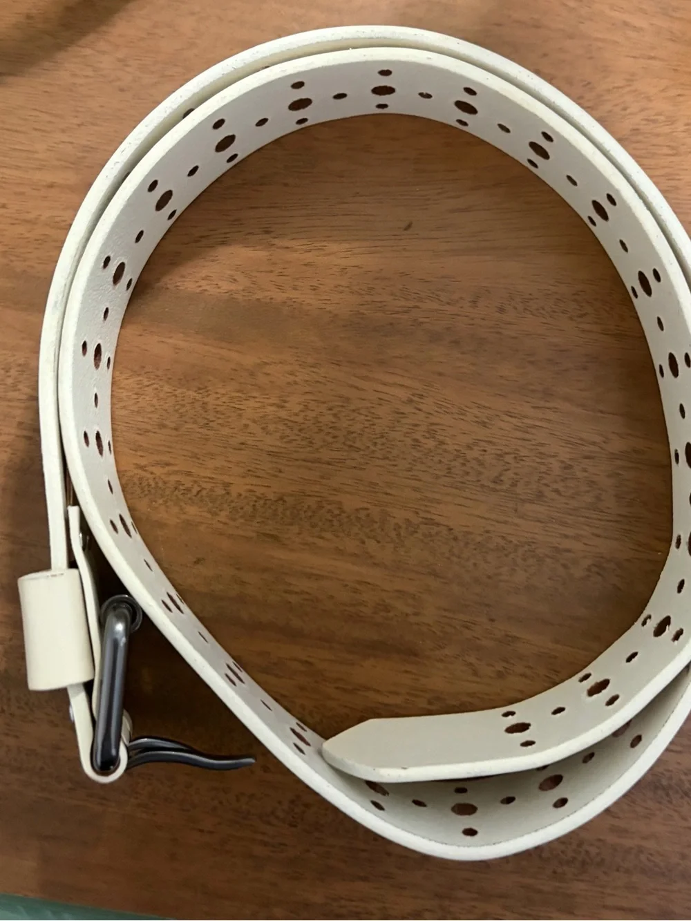 CAbi White Cream Perforated Leather Belt #